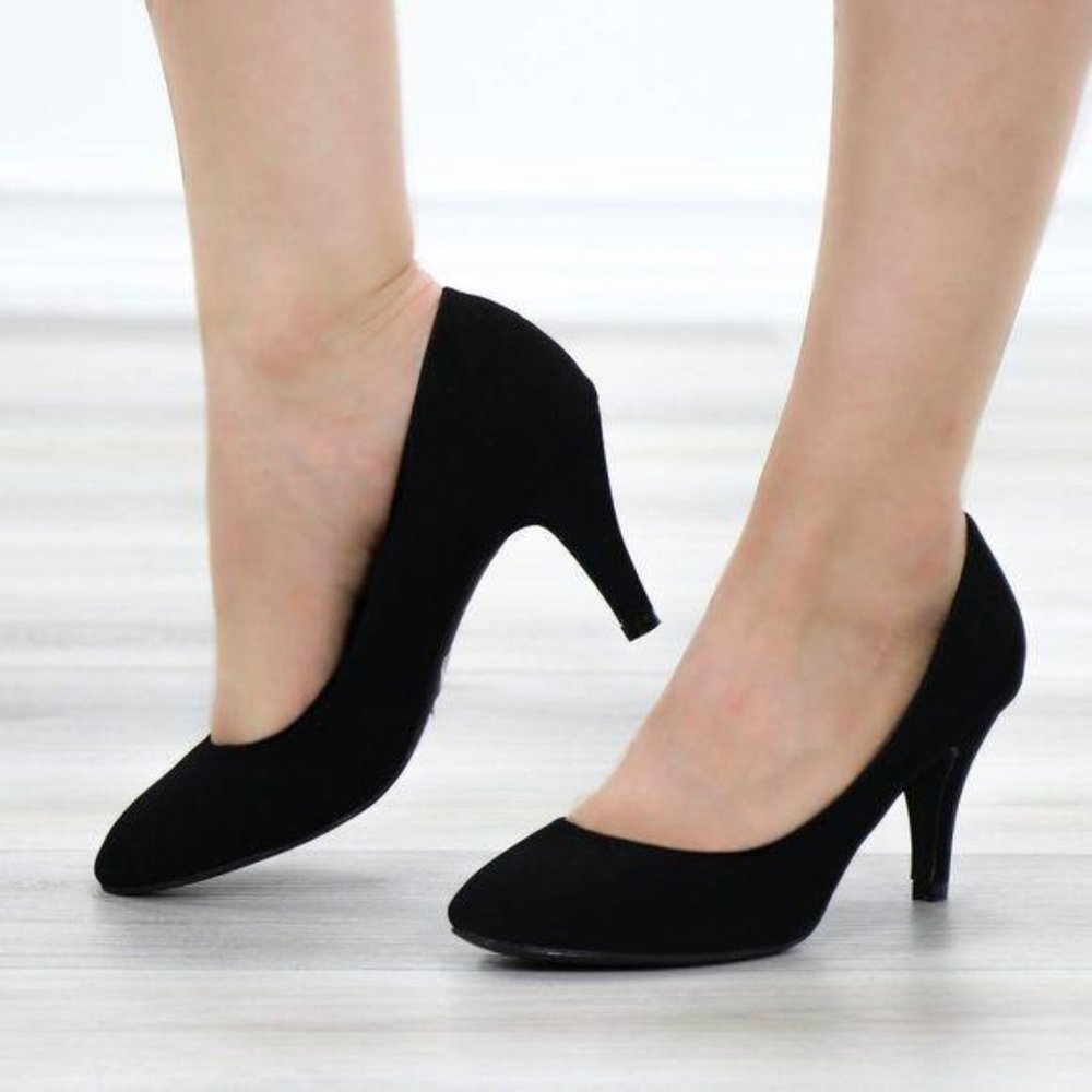 Closed Toe Low Mid Heel Dress Velvet Pump - Picture 5 of 16